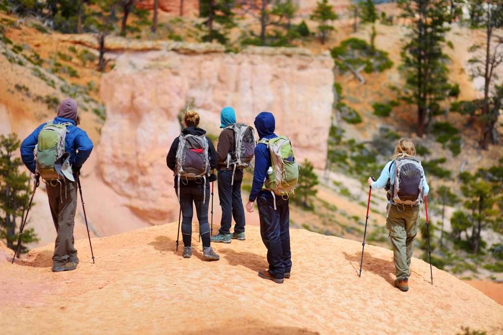 A group hiking during rehab in Eden, Utah