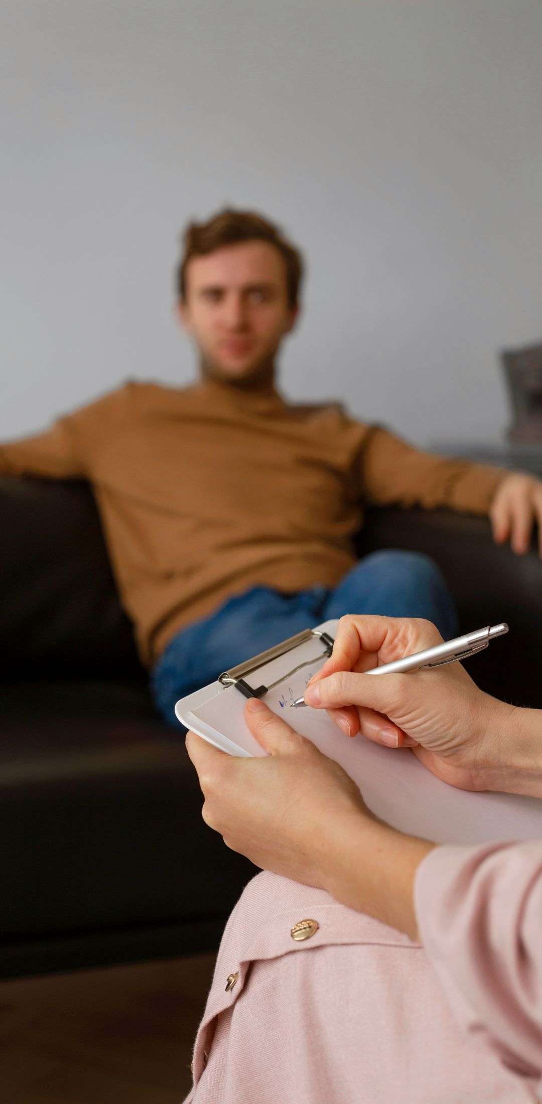 A man undergoing individual therapy during drug addiction treatment in Utah.